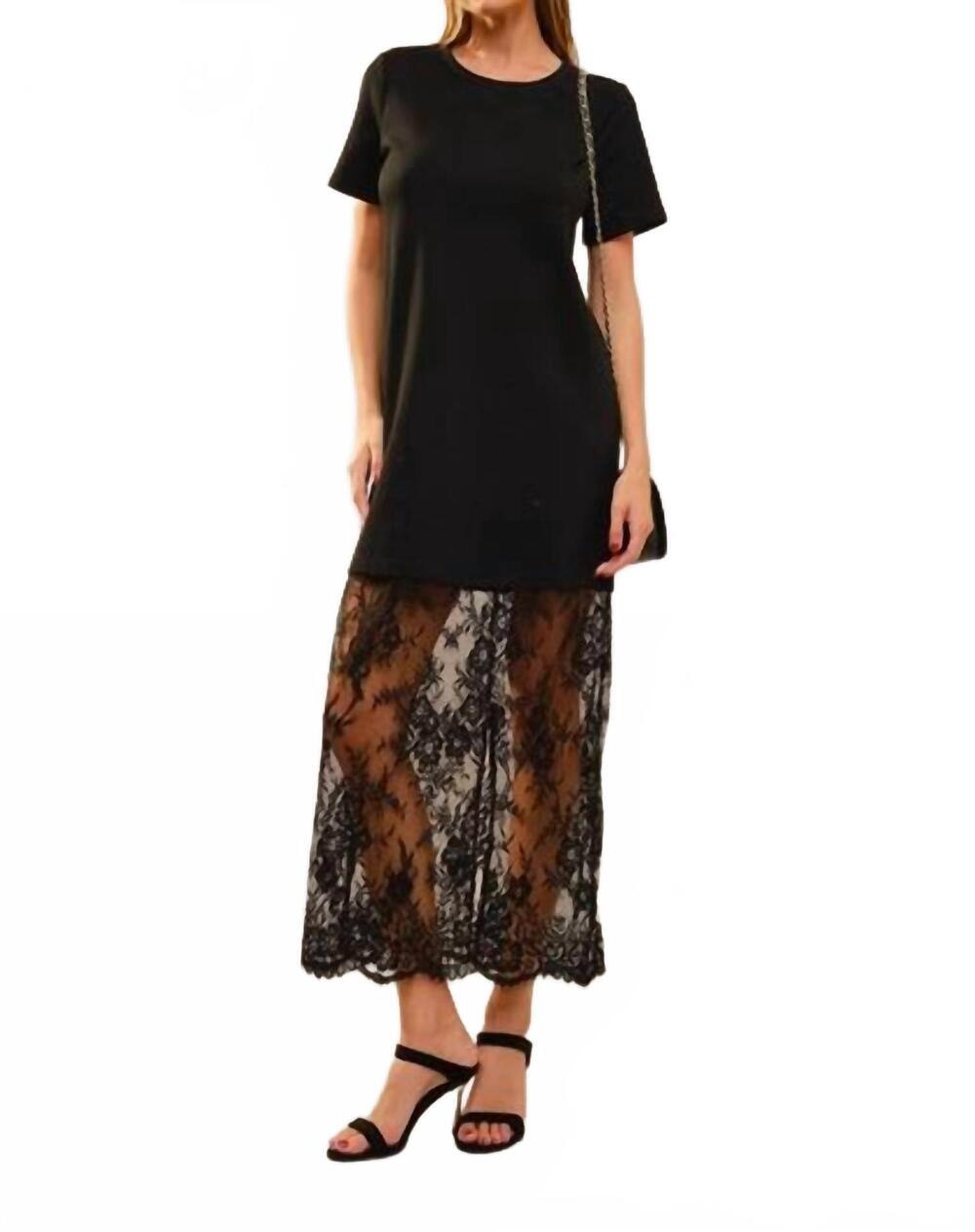 NEW BLUE B oversized lace layered midi dress in black
